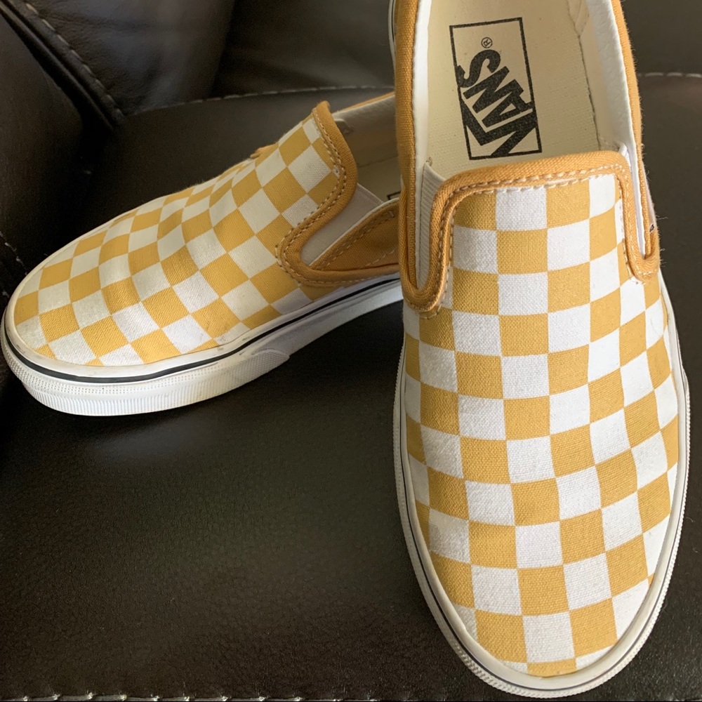 Van mustard checker shoes unisex